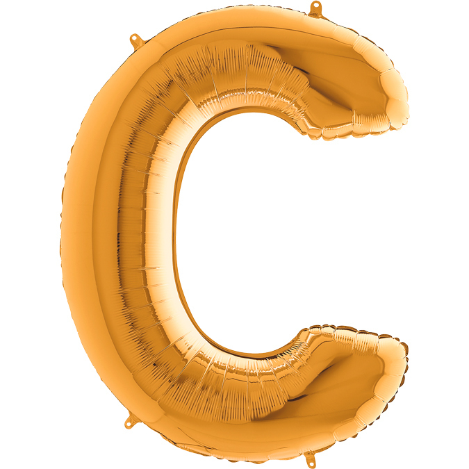 Ka03 - Balon złoty w kształcie litery C - na hel lub powietrze.101 cm.  (1)