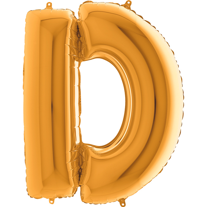 Ka04 - Balon złoty w kształcie litery D - na hel lub powietrze.101 cm. (1)