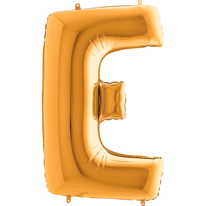 Ka05 - Balon złoty w kształcie litery E - na hel lub powietrze.101 cm. (1)