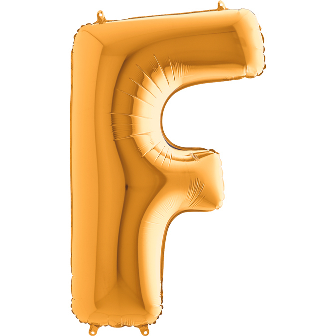 Ka06 - Balon złoty w kształcie litery F - na hel lub powietrze.101 cm. (1)