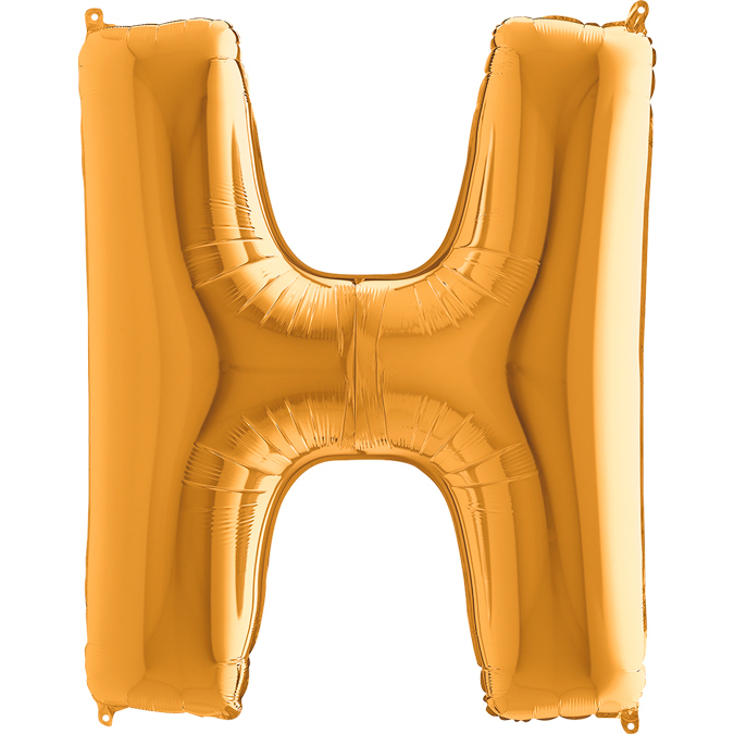 Ka08 - Balon złoty w kształcie litery H - na hel lub powietrze.101 cm. (1)