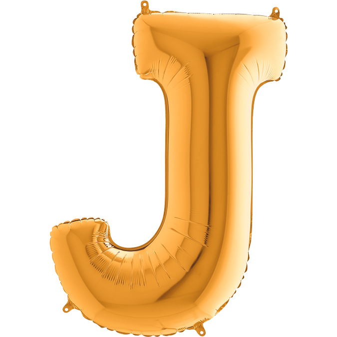 Ka10 - Balon złoty w kształcie litery J - na hel lub powietrze.101 cm. (1)
