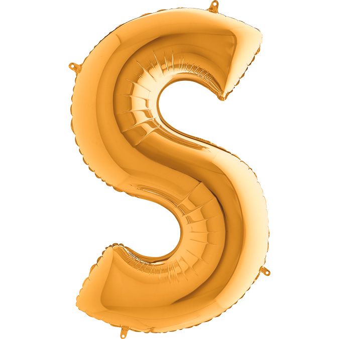 Ka19 - Balon złoty w kształcie litery S - na hel lub powietrze.101 cm. (1)