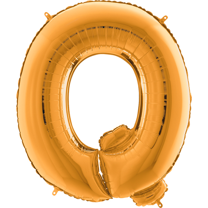 Ka17 - Balon złoty w kształcie litery Q / Ó- na hel lub powietrze.101 cm. (1)