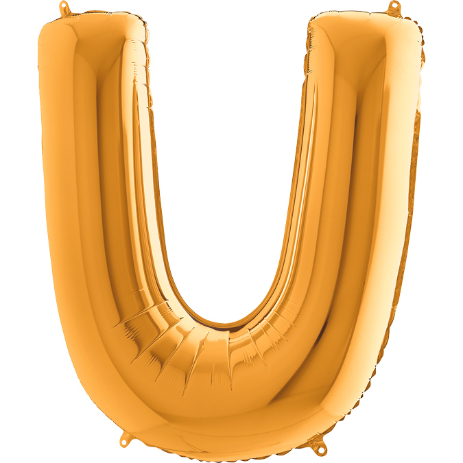 Ka21 - Balon złoty w kształcie litery U - na hel lub powietrze.101 cm. (1)