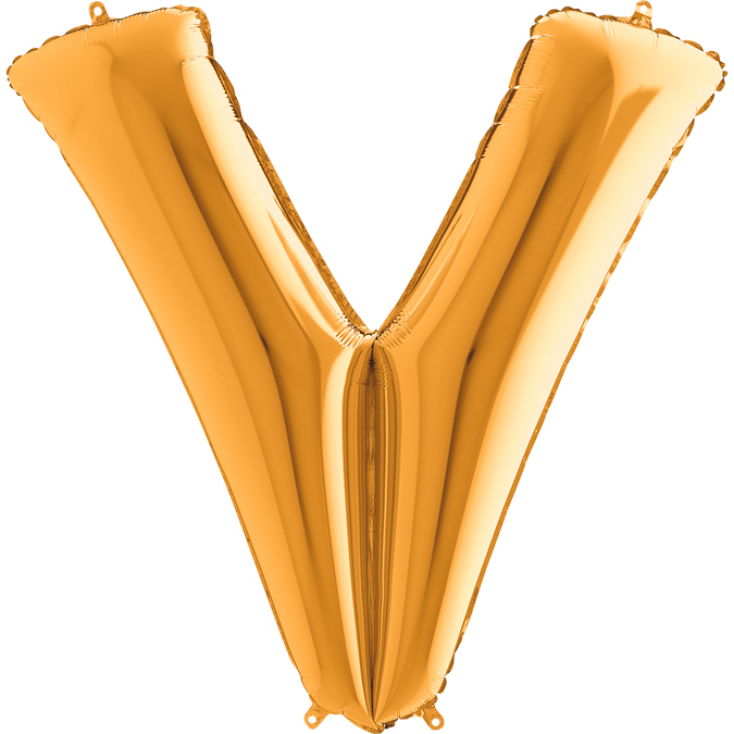 Ka22 - Balon złoty w kształcie litery V - na hel lub powietrze.101 cm. (1)