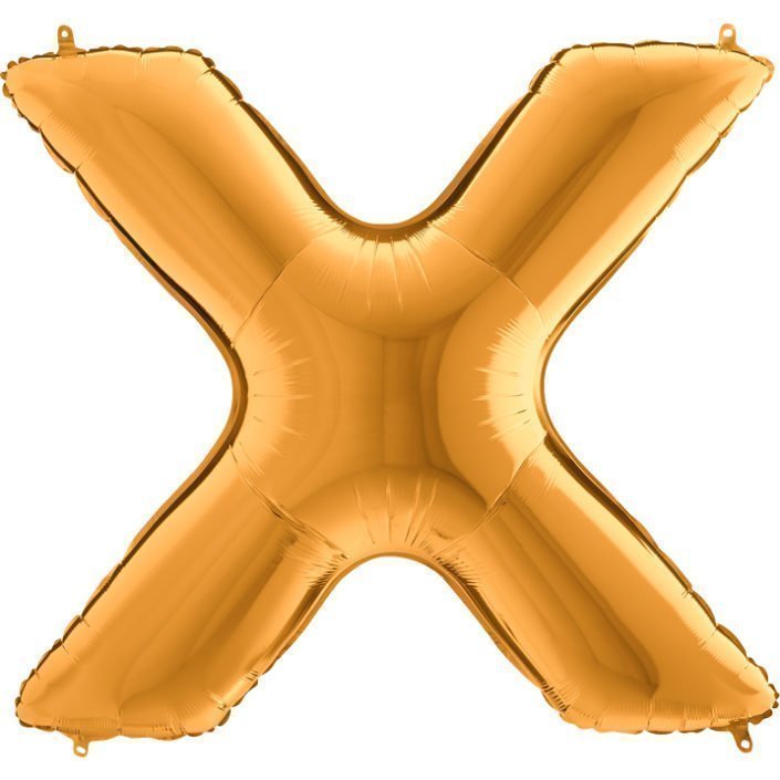Ka24 - Balon złoty w kształcie litery X - na hel lub powietrze.101 cm. (1)