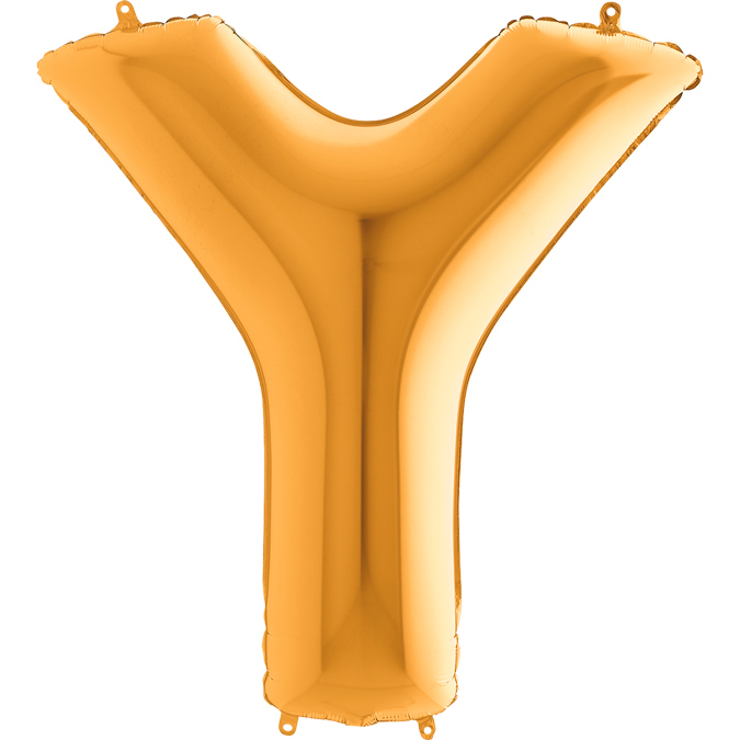 Ka25 - Balon złoty w kształcie litery Y - na hel lub powietrze.101 cm. (1)