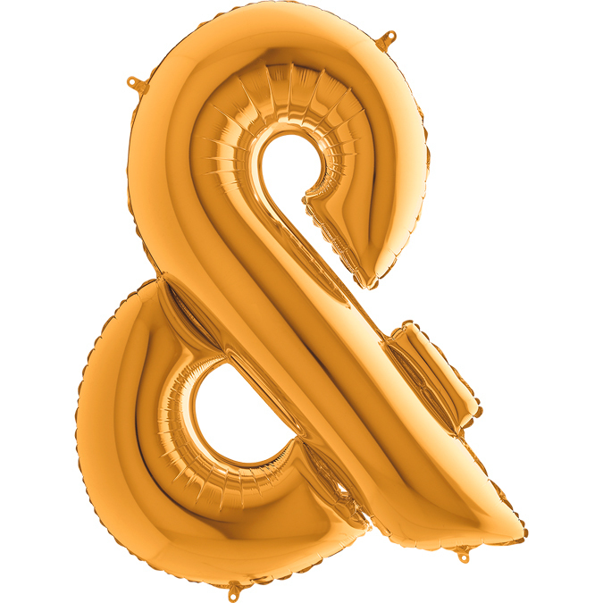 Ka27 - Balon złoty w kształcie znaku & - na hel lub powietrze.101 cm. (1)