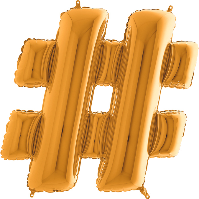 Ka28 - Balon złoty w kształcie znaku # - na hel lub powietrze.101 cm. (1)