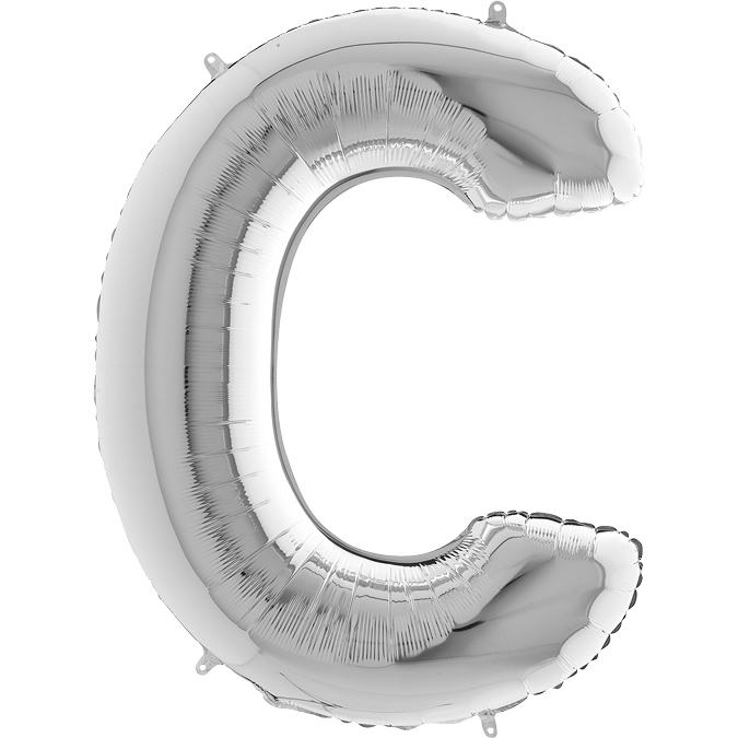 Kb03 - Balon srebrny w kształcie litery C - na hel lub powietrze.101 cm. (1)