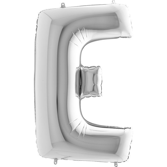 Kb05 - Balon srebrny w kształcie litery E - na hel lub powietrze.101 cm. (1)