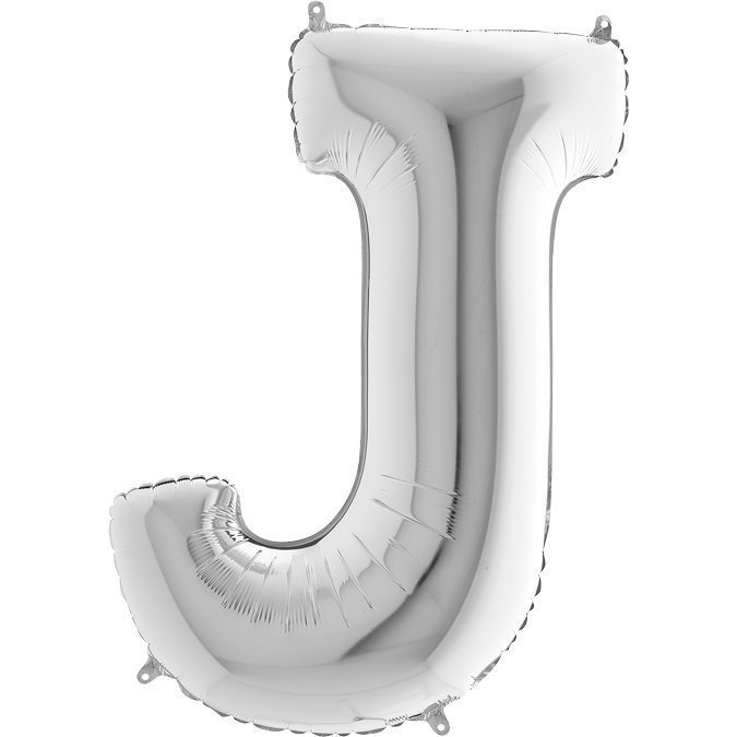 Kb10 - Balon srebrny w kształcie litery J - na hel lub powietrze.101 cm. (1)