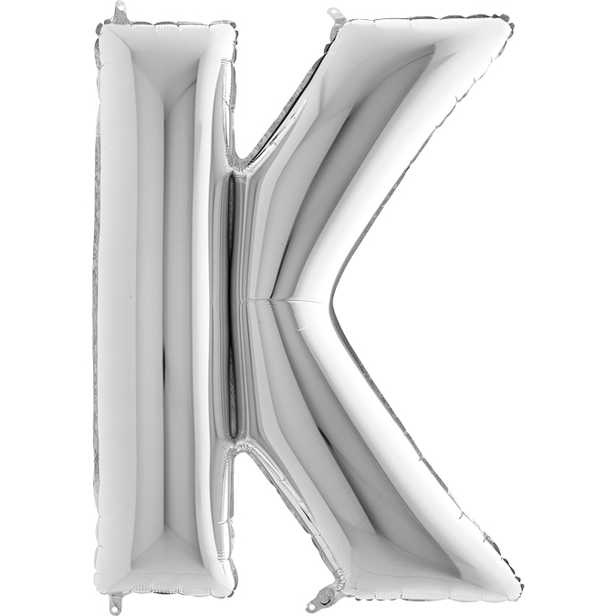 Kb11 - Balon srebrny w kształcie litery K - na hel lub powietrze.101 cm. (1)
