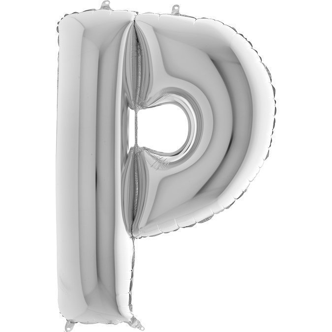 Kb16 - Balon srebrny w kształcie litery P - na hel lub powietrze.101 cm. (1)