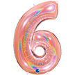 hologramowa różowo złota cyfra 6 balon na hel lub powietrze