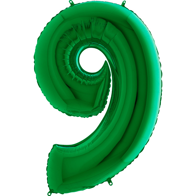 balon numer 9 w kolorze zielonym na hel