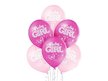 Balony na narodziny dziewczynki z motylkiem  6 sztuk w opakowaniu