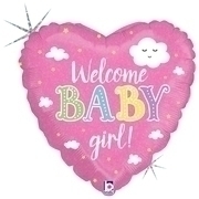 Balon na baby shower dla dziewczynki bociankowe