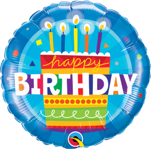 Balon Happy Birthday 18 cali foliowy z tortem