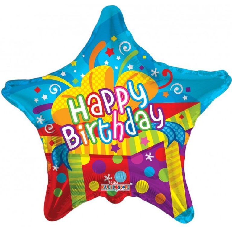 Wesoly balon urodzinowy w kształcie gwiazdki 
