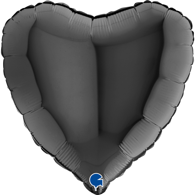 Balon czarne serce ( 18 cali, około 46 cm) na hel lub powietrze
