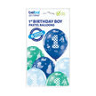 Balon lateksowy 6 sztuk w opakowaniu z nadrukiem cyfry 1 na urodziny chłopca