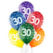 Balony lateksowe transparentne 6 sztuk w opakowaniu mix kolorów z nadrukiem '30'