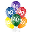 Balony lateksowe transparente 6 sztuk w opakowaniu mix kolorów z nadrukowaną cyfrą '40'