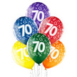 Balony lateksowe transparentne 6 sztuk w opakowaniu mix kolorów z okazji urodzin '70'