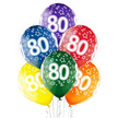 Balony lateksowe transparentne 6 sztuk w opakowaniu mix kolorów z okazji '80' urodzin