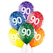 Balony lateksowe transparentne 6 sztuk w opakowaniu mix kolorów z okazji '90' urodzin