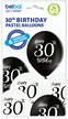 Balony czarno białe eleganckie na 30 urodziny