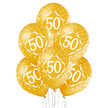 Balony lateksowe 6 sztuk w opakowaniu złote w białe '50'