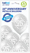 Balony na 25 urodziny lateksowe koloru srebrnego