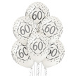 Balony lateksowe 6 sztuk w opakowaniu białe w srebrne '60'