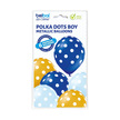 Balony metalizowane w kropki na dekorację na urodziny, narodziny chłopca