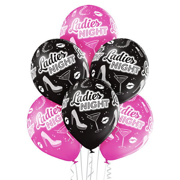 Balony gumowe 6 sztuk w opakowaniu czarne i w kolorze fuksji na wieczór panieński