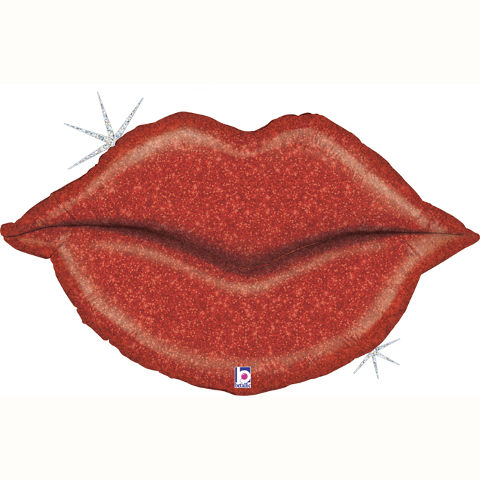Balon czerwone usta holograficzne
