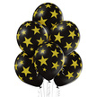 Balony lateksowe czarne w złote gwiazdki opakowanie 6 sztuk