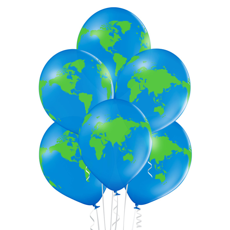 Balony lateksowe 6 sztuk w opakowaniu z nadrukiem planety Ziemi
