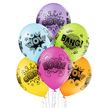Balony gumowe 6 sztuk w opakowaniu w komiksowe napisy Boom! Bang! Wow! Oops! mix kolorów
