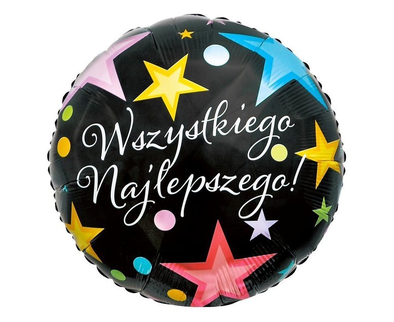 Balon z polskim napisem wszystkiego najlpeszego na urodziny