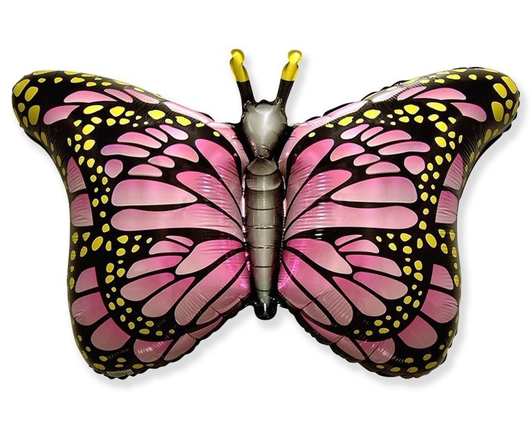 Balon z motylem monarchą w kolorze różowym