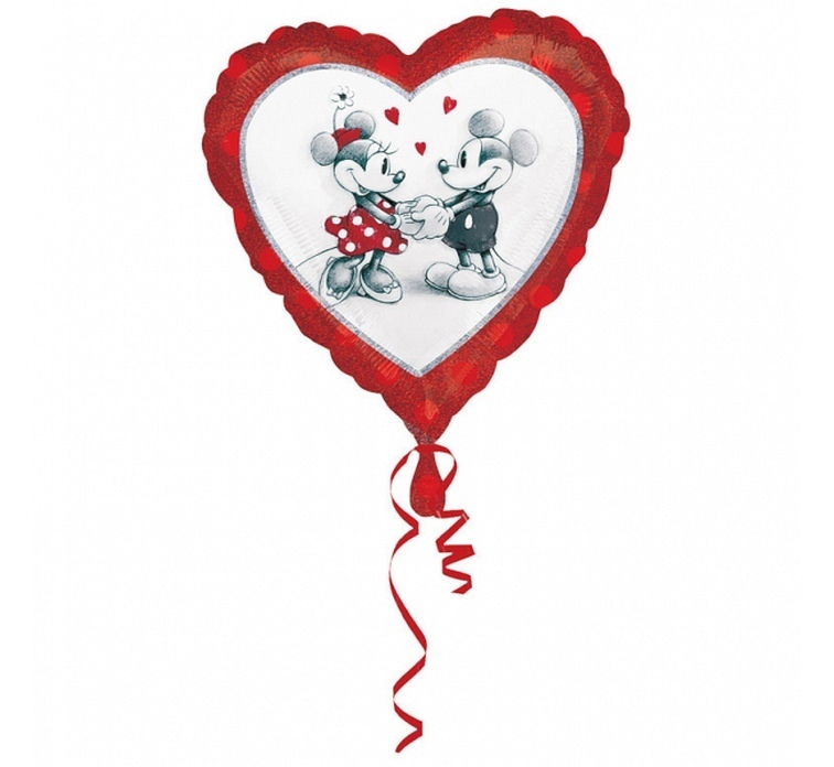 Serce z zakochanymi Mickey i Minnie holograficzne bardzo efektowne