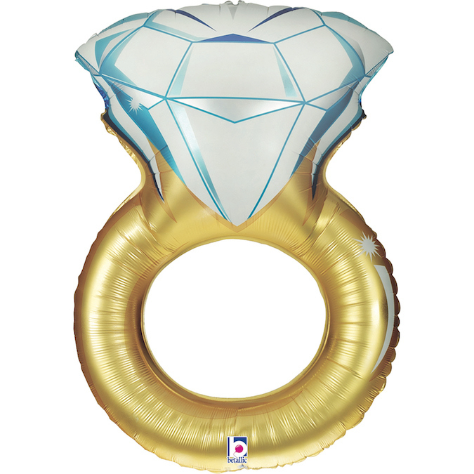 Balon pierścionek ślubny złoty z brylantem
