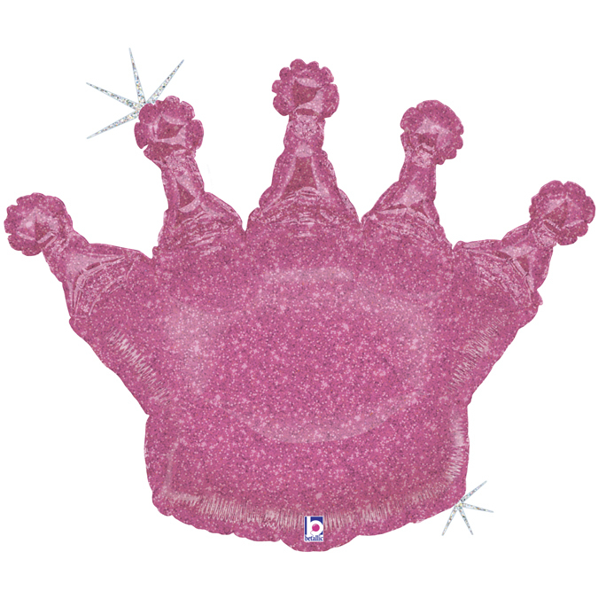 Balon w kształcie korony w kolorze rózowym holograficznm