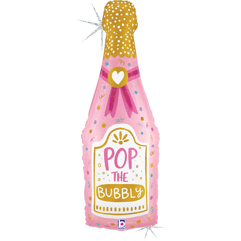 Balon Pop the Bubbly wypuscić szampana różowy holograficzny