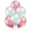 Srebrno różowy komplet balonów na narodziny dziewczynki