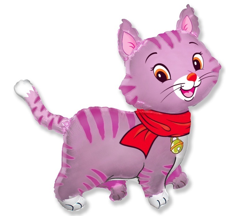 Balon w kształcie wesołego różowego kotka